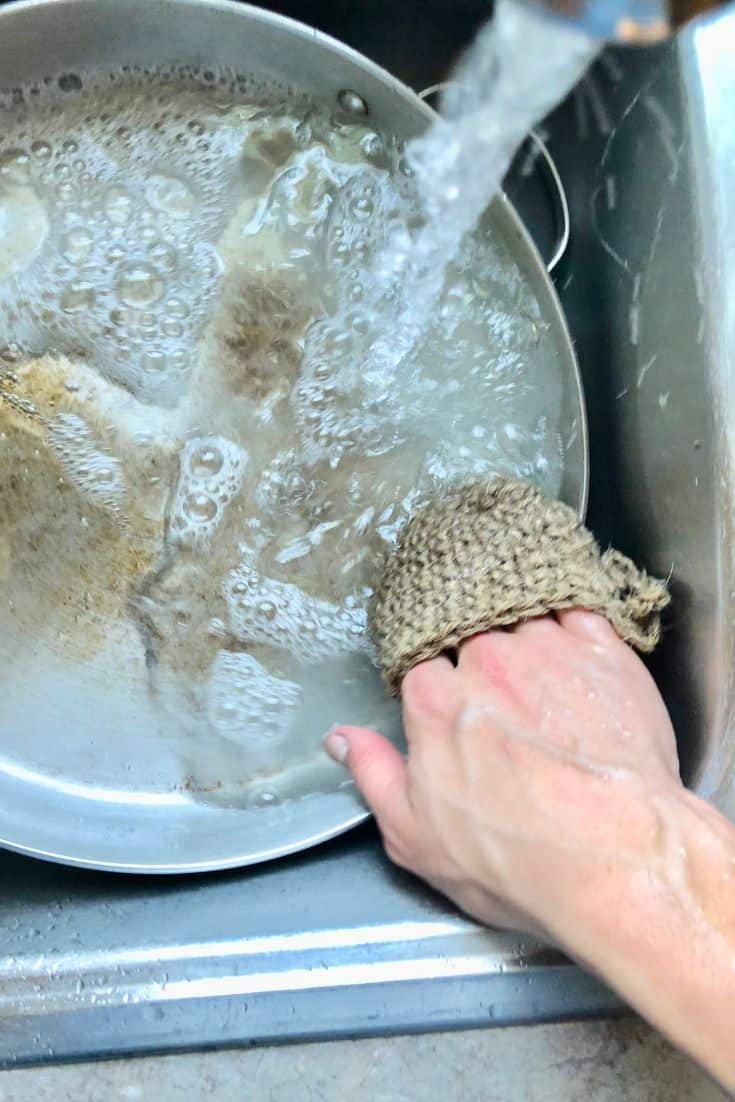 scrubbie with dishes