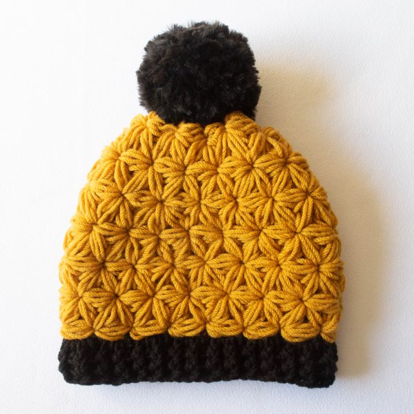 simple shot of finished crochet beanie pattern