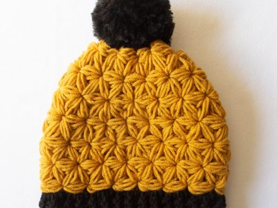 simple shot of finished crochet beanie pattern