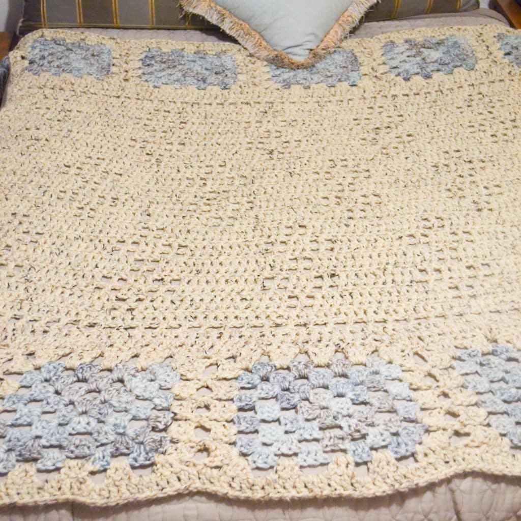 A full picture of this blanket, showing the crochet stitch pattern and overall design.