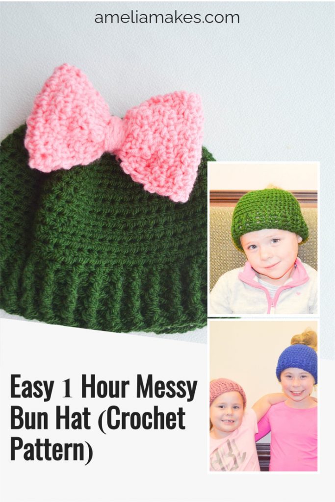 1 Hour Messy Bun Hat-FREE Crochet Pattern - Amelia Makes