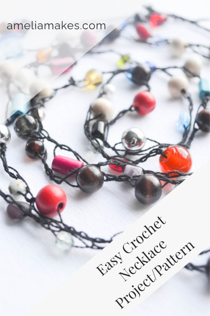 Easy Crochet Necklace with Beads-Free Pattern - Amelia Makes