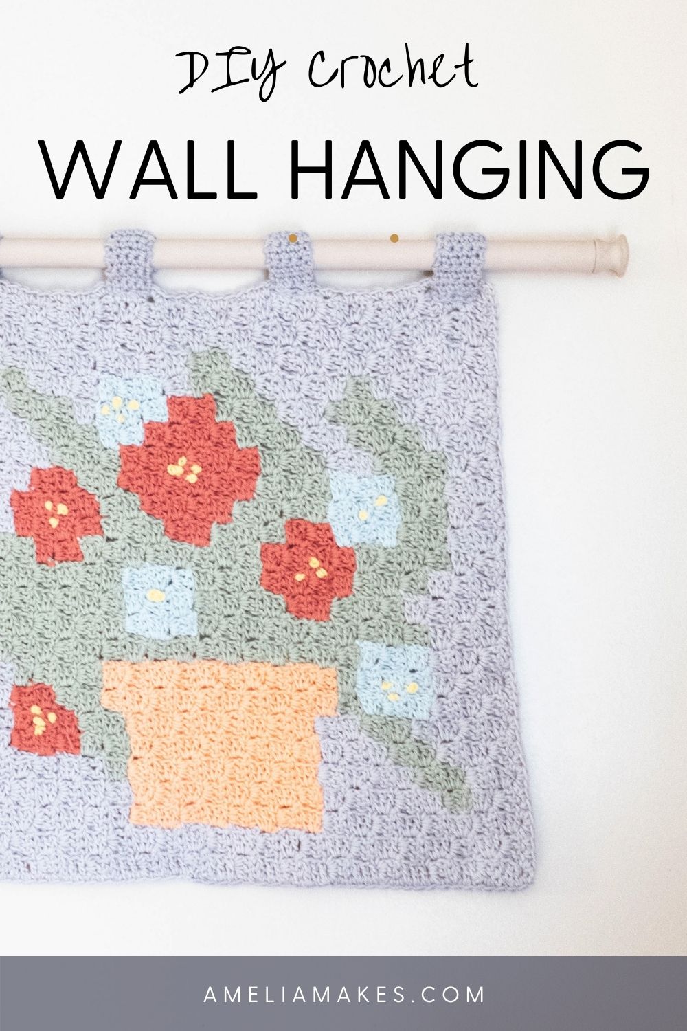 Potted Blooms Crochet Wall Hanging-Free Pattern - Amelia Makes