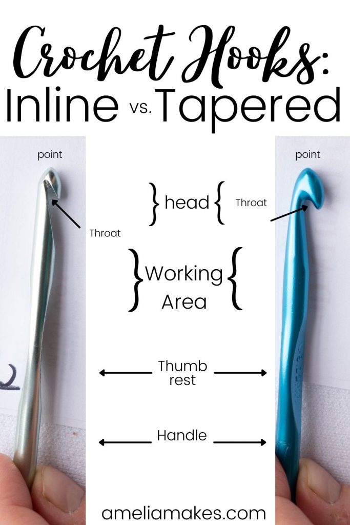Inline versus Tapered Crochet Hooks. The same size hook could give