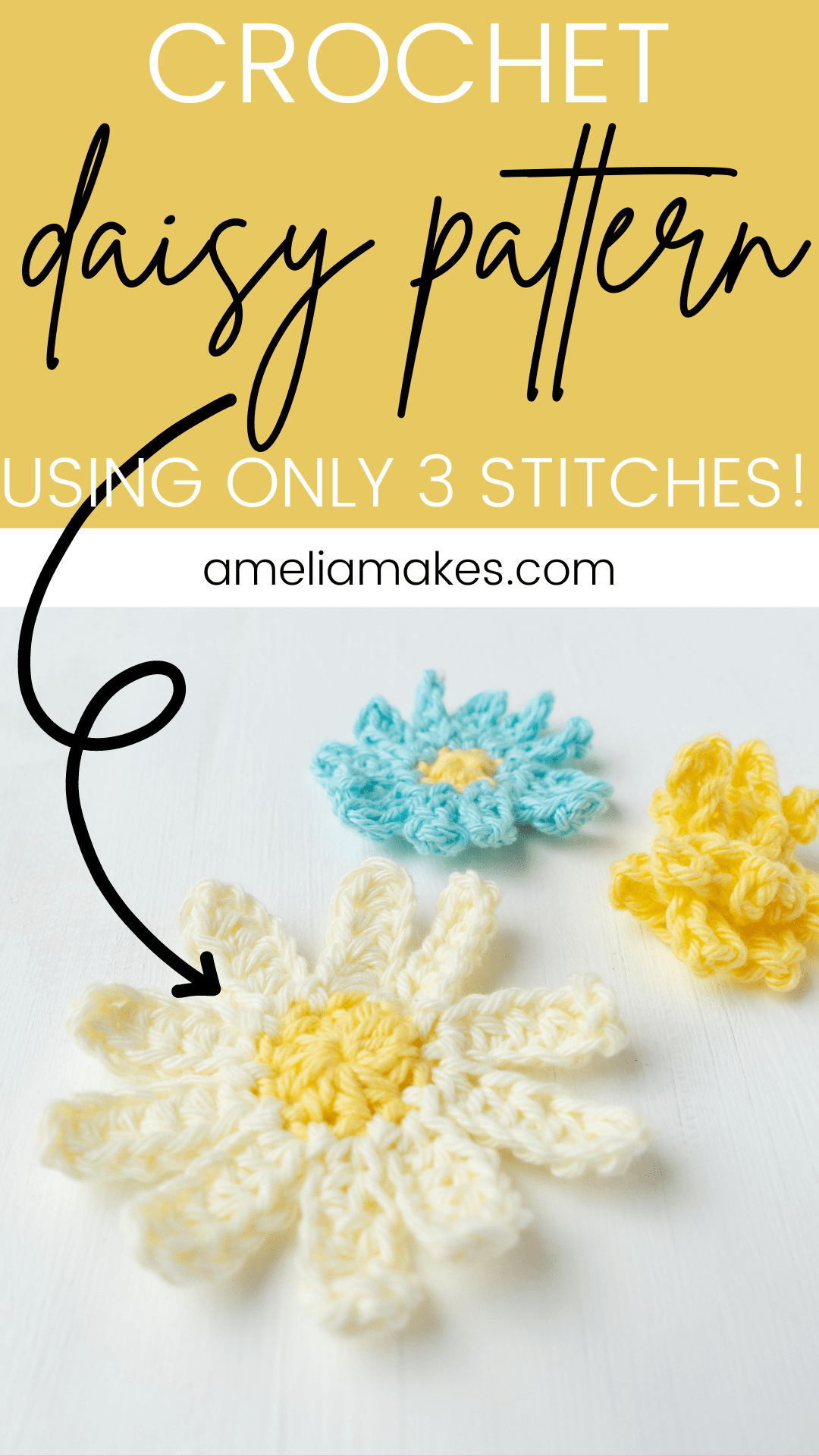 How to Crochet a Daisy in Two Rounds - With Video Tutorial - Amelia Makes