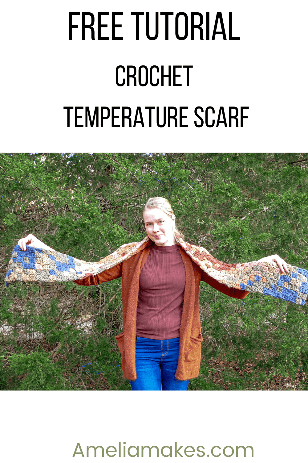Crochet Corner To Corner Temperature Scarf Pattern + Video Tutorial