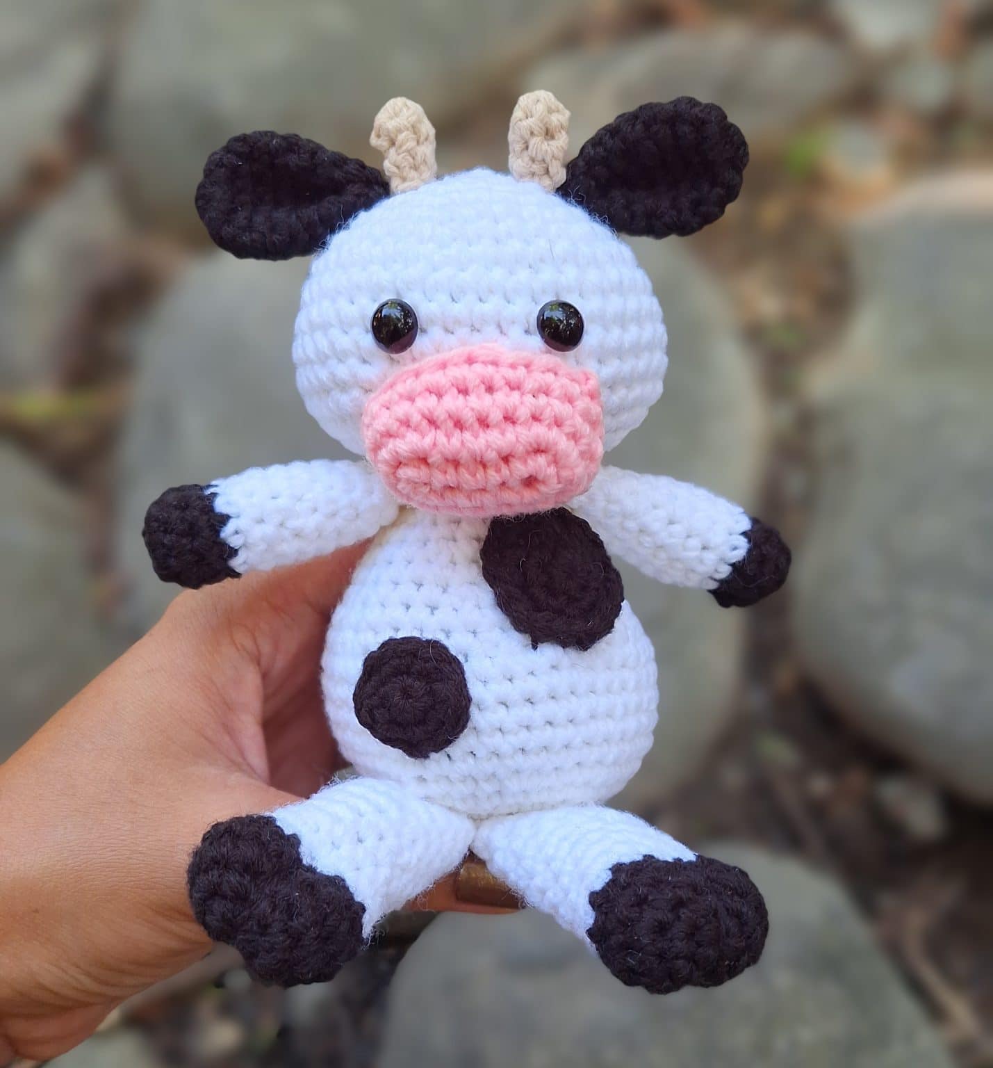 Adorable Crochet Cow - Free Pattern - Amelia Makes