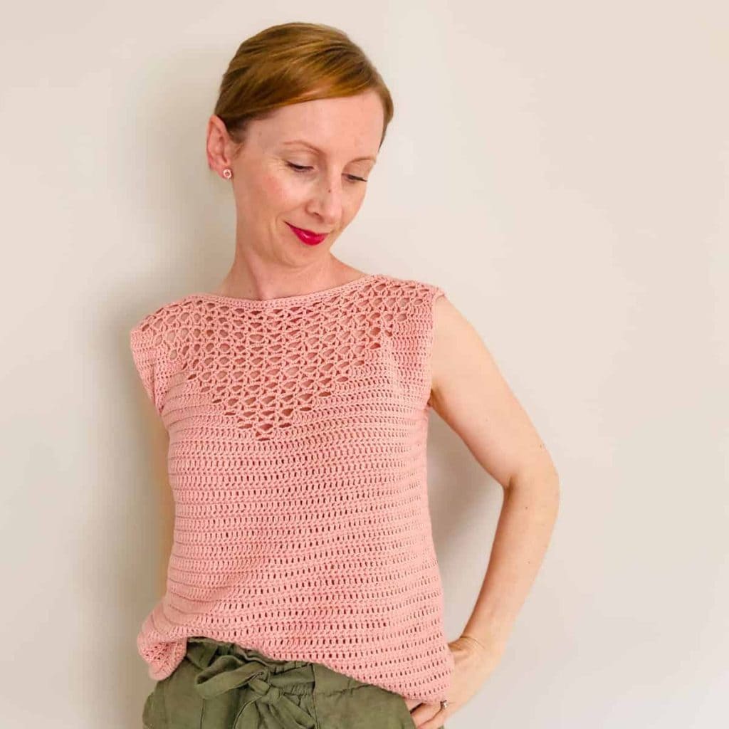 pink crochet summer top