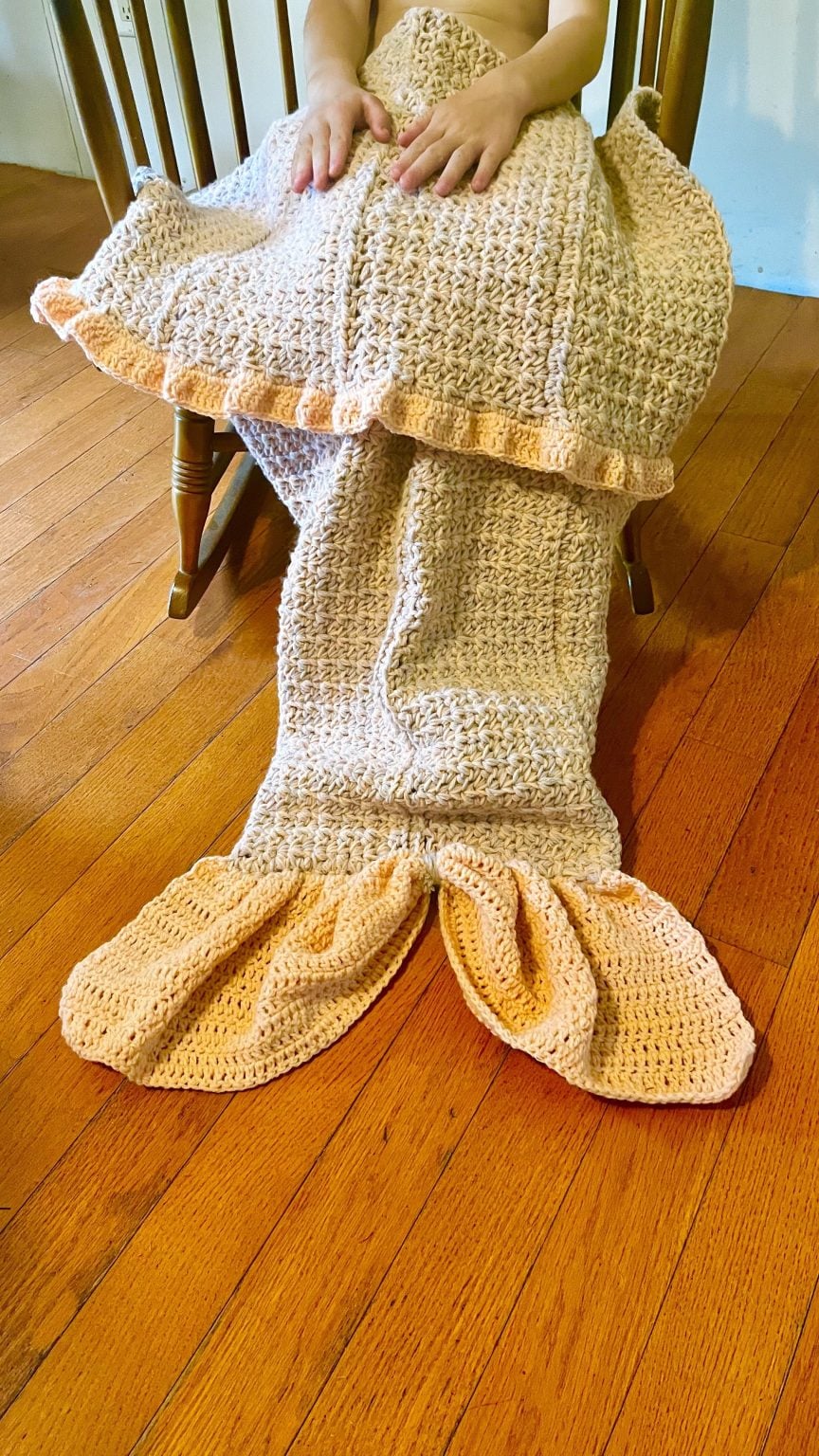 Crochet Mermaid Tail Blanket With Ruffles Free Pattern